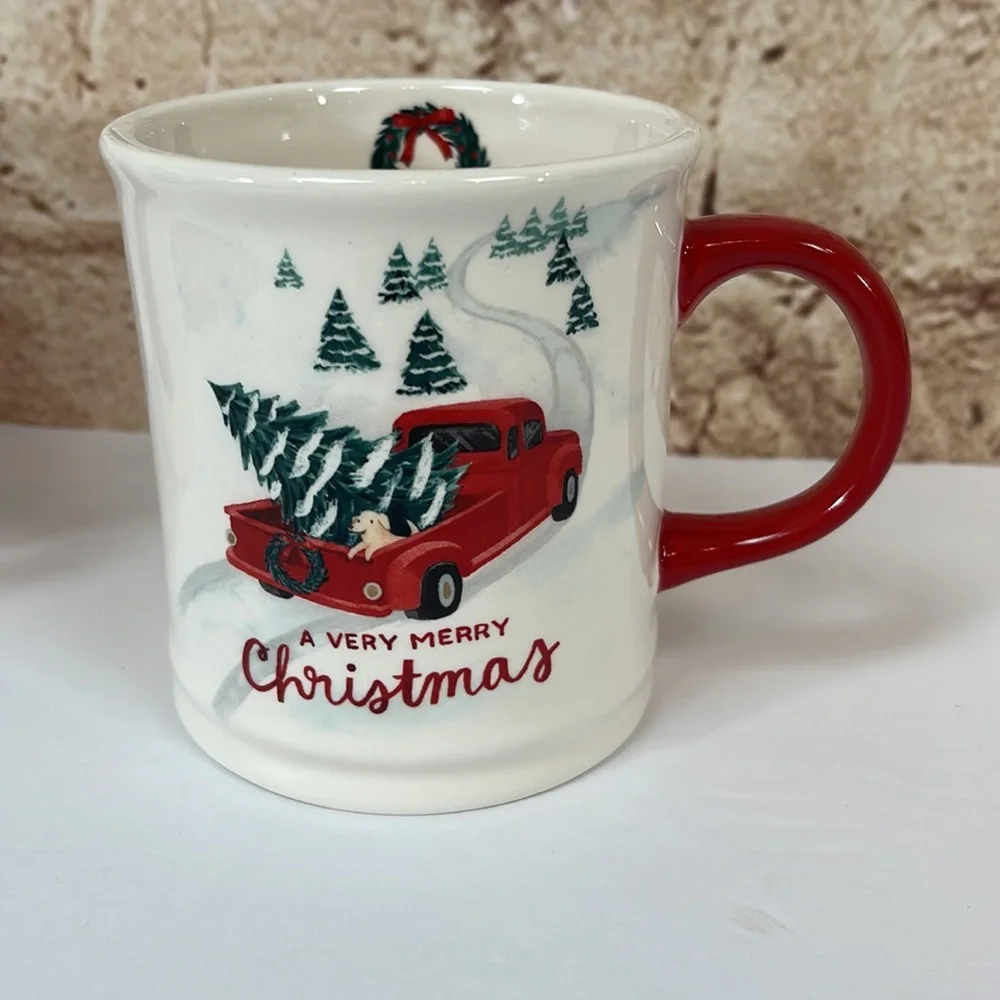 Set of Two Sur La Table Christmas Mugs